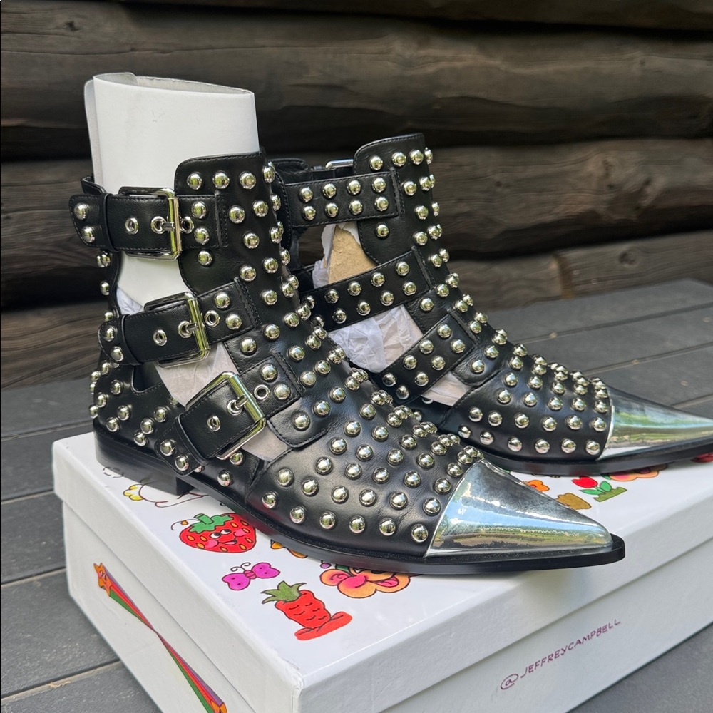 Jeffrey Campbell NIB Kate Western Studded Ankle Boots - Picture 2 of 4